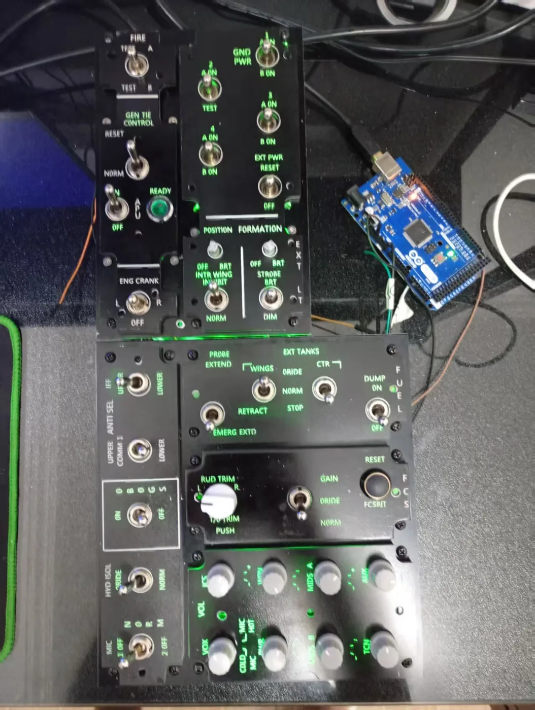 F/A-18C left console panel with DCSPitHIDC controller board